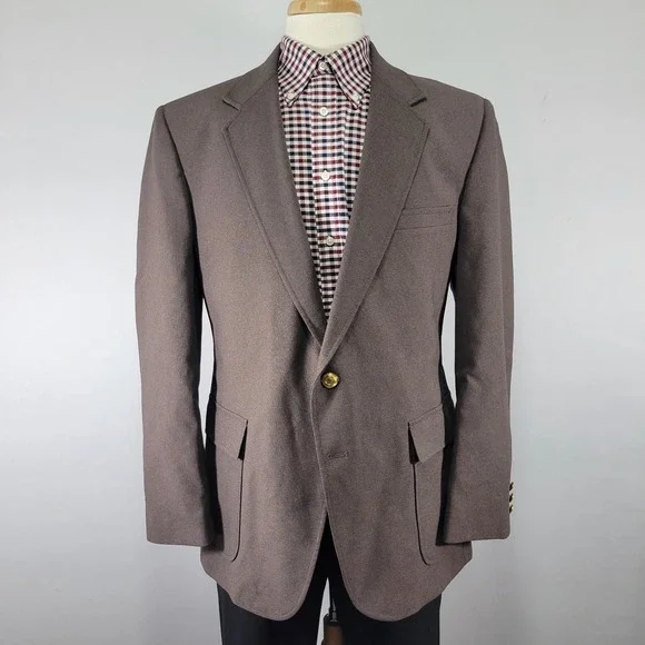 Perma Prest Classic Collections Men's Sport Coat Blazer Two Button‎ Brown 46R