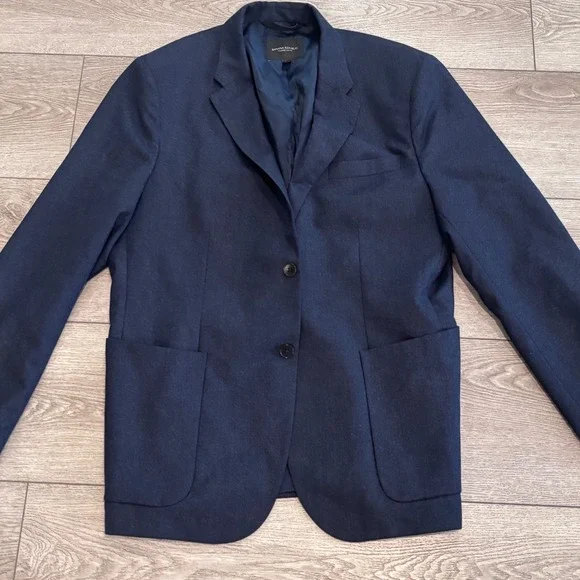 Banana Republic Blazer Mens 44R Navy Blue Vitale‎ Barberis Canonico Wool *Flaw
