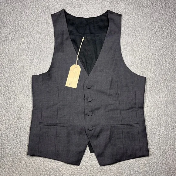 All Saints Wool Suit Vest Larson Waistcoat‎ Mens 40 Charcoal Grey MWE528 NWT