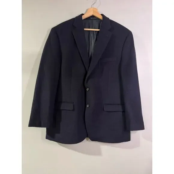 LAUREN Ralph Lauren 100% camel hair navy two button blazer size 44R