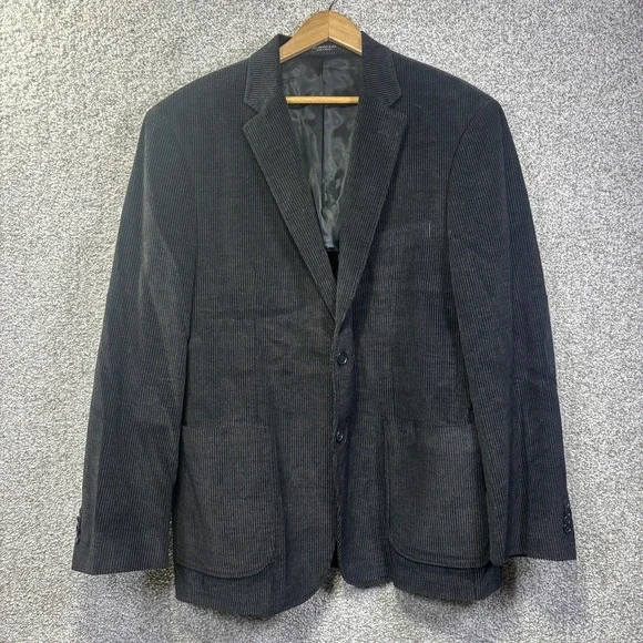 John Varvatos U.S.A. Blazer Mens 44R Gray Corduroy Two‎ Button Sport Coat Jacket