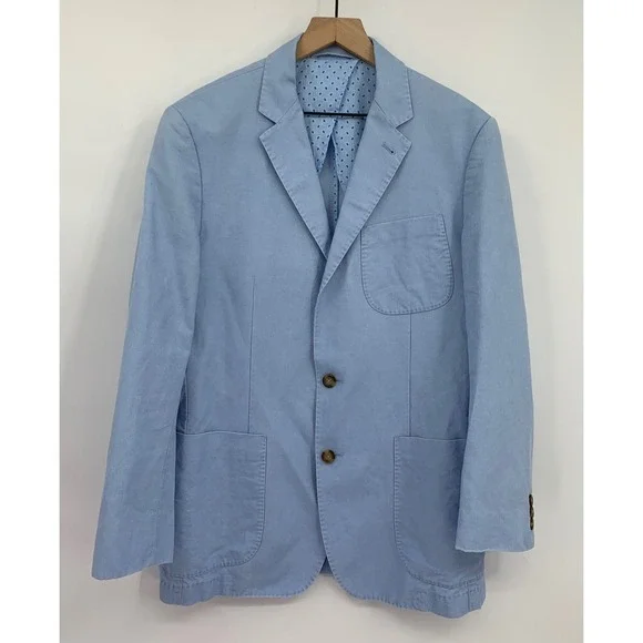 Peter Millar Blazer Mens Medium Blue Linen Cotton Unstructured Sport Coat Summer