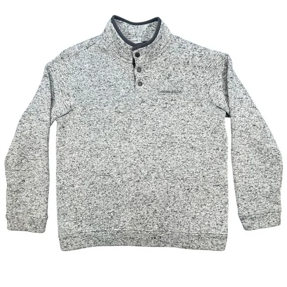 Eddie Bauer Gray Radiator Fleece Snap Mock Pullover Mens Large