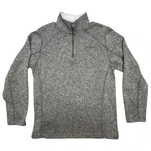 Eddie Bauer Gray Heathered Quarter Zip Fleece Pullover Mens Medium M