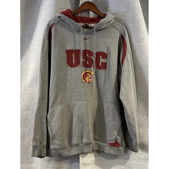 VTG USC Trojans Nike Hoodie‎ - Authentic Nike Team - Center Swoosh - Unisex Sz L