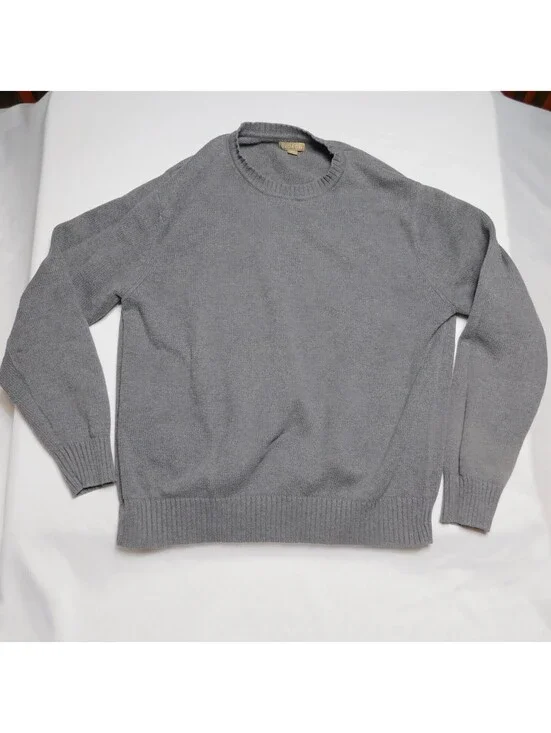George Men's Gray Crew Neck Sweater Size Large Classic Knit Pullover