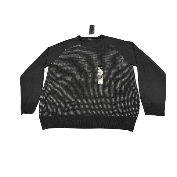 Geoffrey Beene Mens Black Textured Micro Dot Crewneck Sweater NWT L MSRP $65