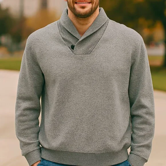 UNTUCKit Men’s Sweater XL Heather Gray Cowl Neck Pullover‎ Casual Cotton Comfort