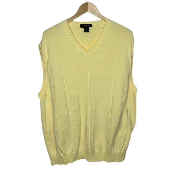 Cotton Traders Yellow Window pane Knit‎ Vest XL