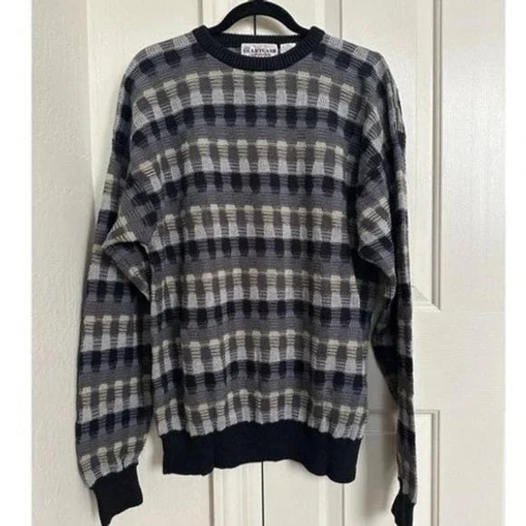 VTG The Heartland Company Geometric‎ Sweater | 90s Cotton Grandpa Knit XL