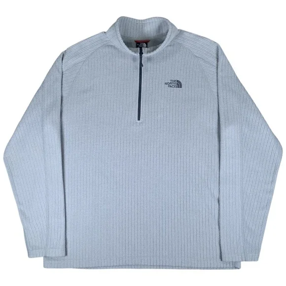 The North Face Fleece Pullover Mens XL Grey Ribbed Quarter Zip