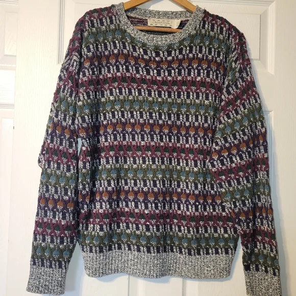 Crossings 90s Vintage Grandpa Sweater Mens Size‎ Large Chunky Texture