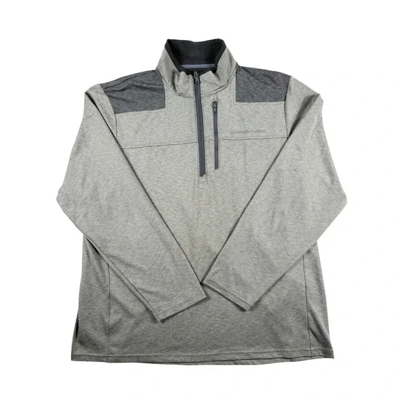 Vineyard‎ Vines XL Mens Performance Quarter Zip Pullover Gray Long Sleeve