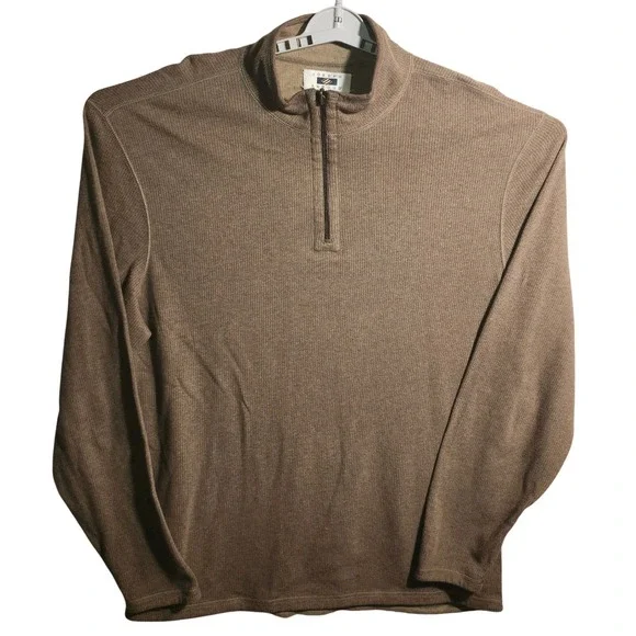 Joseph Abboud Mens 2XLT Brown Ribbed 1/4 Zip Pullover Cotton Sweater Tall 211610