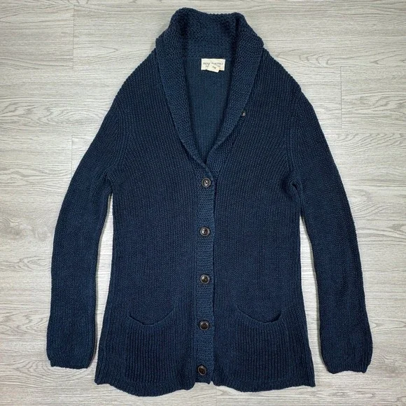 Denim & Supply Ralph Lauren Men's Cardigan Sweater Navy Blue Large Linen Blend