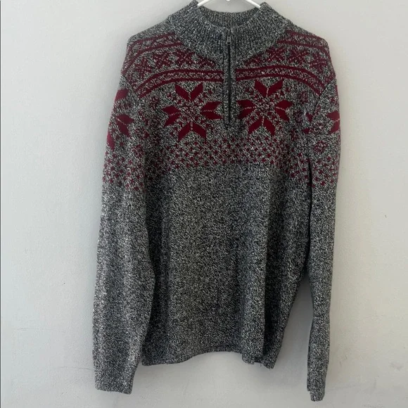 Croft & Barrow‎ Gray and Red Zip-Up Sweater.   CAJA # 3