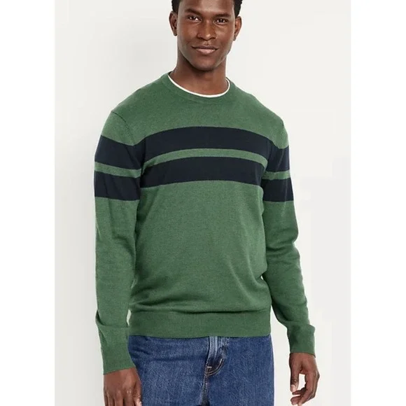 Old Navy Men's Green Navy Chest-Stripe‎ Crewneck Sweater Size M New $39.99