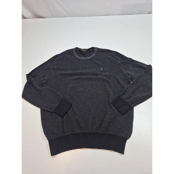 Polo Ralph Lauren Sweater Mens Large Gray Pima Cotton Crewneck Knit Pullover