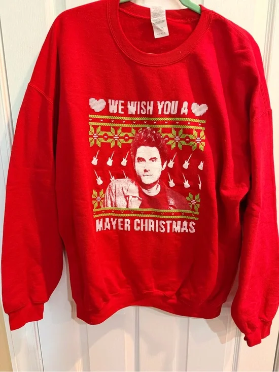 John Mayer Red Holiday Graphic Sweater Size XL