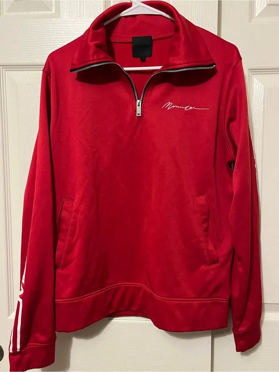 Mennace Unisex Red Quarter-Zip Performance Sweater