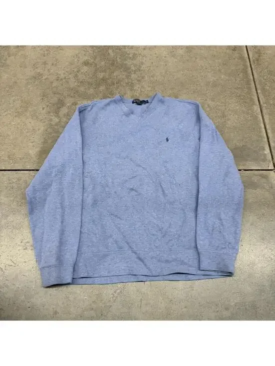 vintage polo ralph lauren blue small logo sweater size xl HAS STAINS
