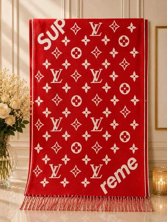 Authentic Louis Vuitton x Supreme Monogram Cashmere Scarf Limited Edition