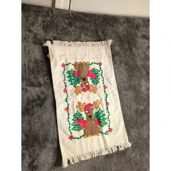 R.A. Briggs Christmas Holiday Guest Hand Towel Terry Raindeer