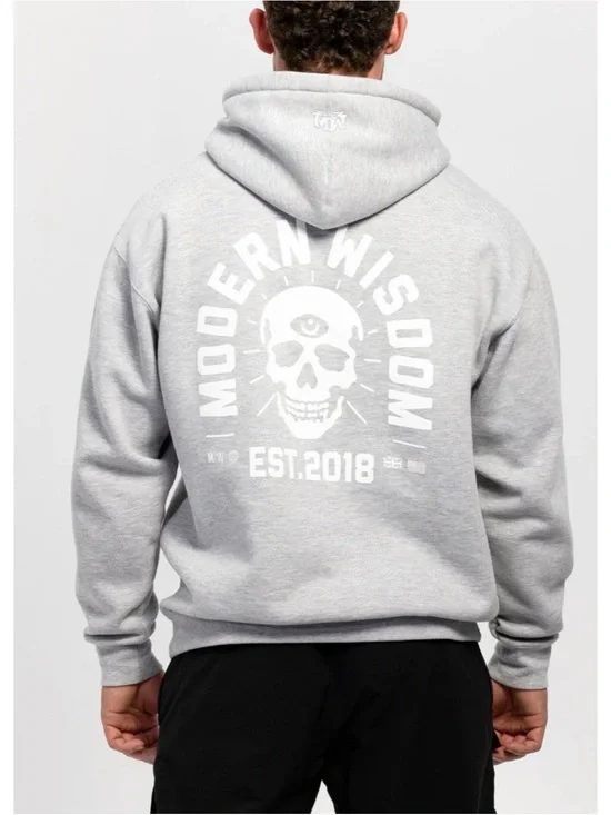Modern Wisdom MW SKULL GREY HOODIE Size L ~ New No Tags