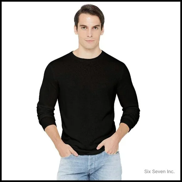 Men's Cashmere Crewneck Sweater Classic Tailored Fit Luxurious Essential