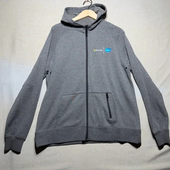 Microsoft Full Zip Hoodie Mens 2XL Gray LS Salesforce Tech Swag LQK00039