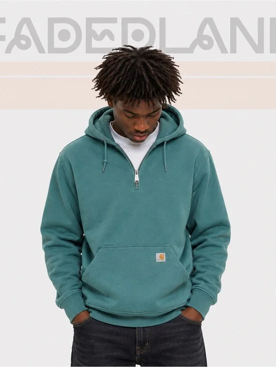 Carhartt Teal Half-Zip Hooded Sweatshirt