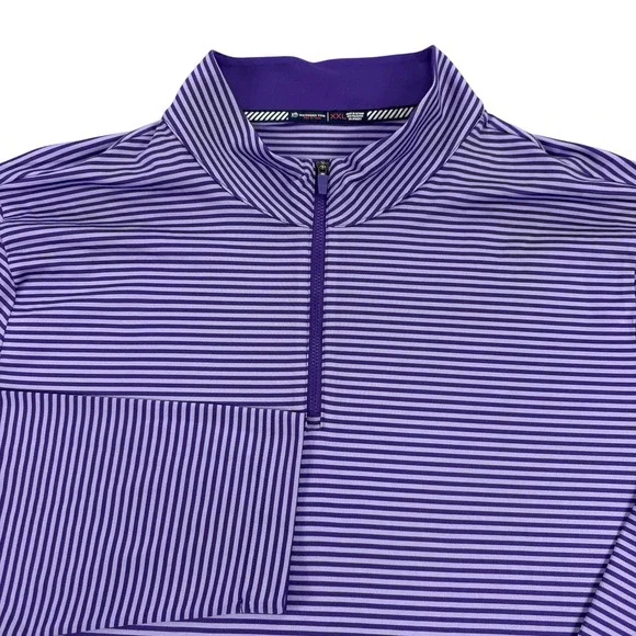 Southern Tide Pullover Mens 2XL Purple Striped 1/4 Zip Long Sleeve Golf Shirt