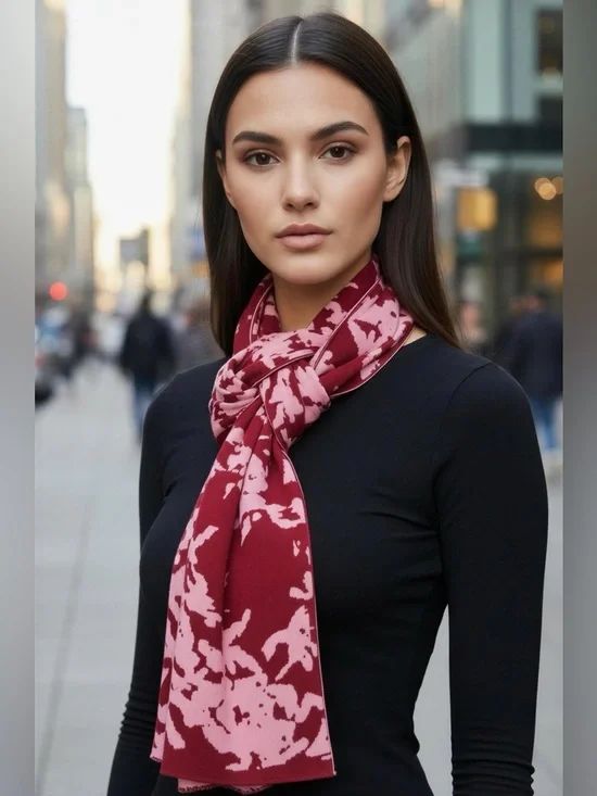 Pink And Burgundy Camo Scarf