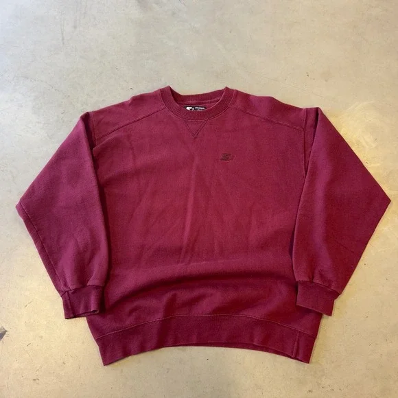 Starter Pro 80 Heavyweight Sweatshirt Mens Medium Maroon Red Crewneck Pullover