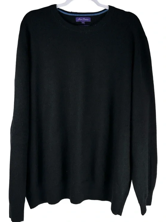 Alan Flusser 100% Cashmere black crew neck long Sleeve Sweater Men’s Size 2XL