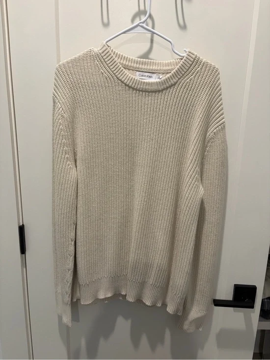 Calvin Klein Beige Ribbed Crewneck Sweater