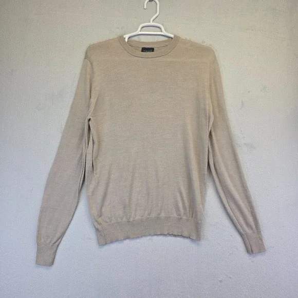Grand Frank Stockholm Sweater Men XL Beige Wool Blend Preppy Academia Italy Made