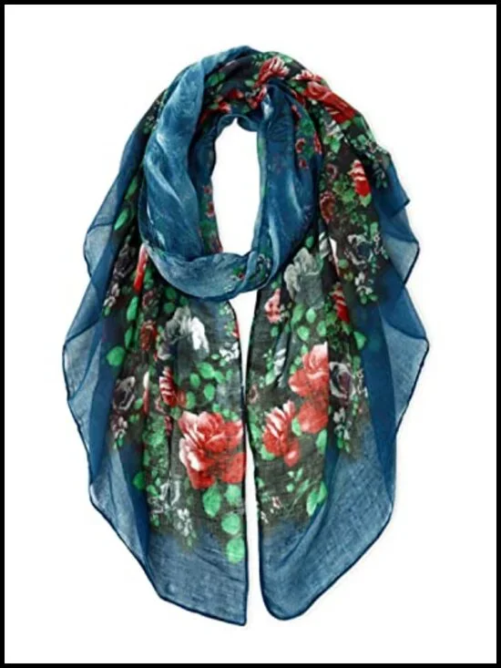 Lightweight Floral Print Scarf Wrap Head Shawl
