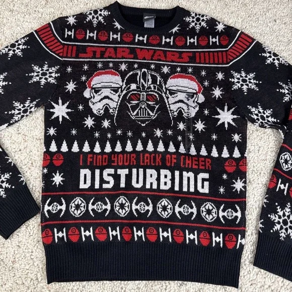 New Star Wars Darth Vader I Find Your Lack Cheer Disturbing Sweater Mens Small