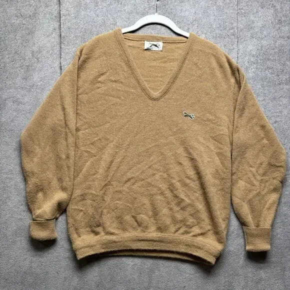 Vintage 80s The Fox Sweater Mens M Brown JcPenney Grandpa‎ Preppy Golf Tan