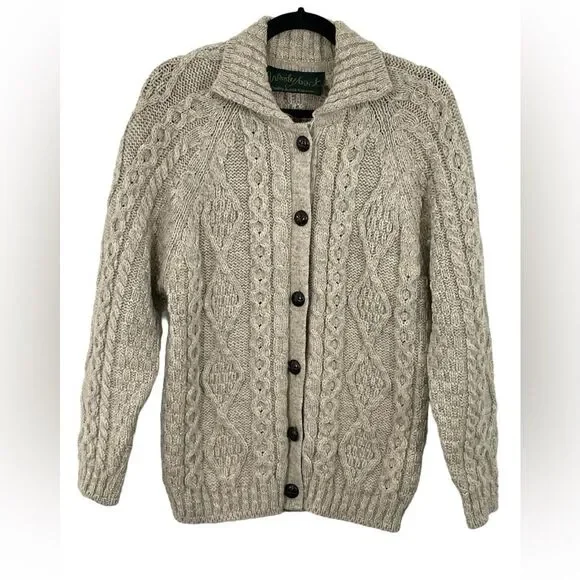 Woolyback Cardigan Grandpa Wool‎ British Sweater Size SMALL