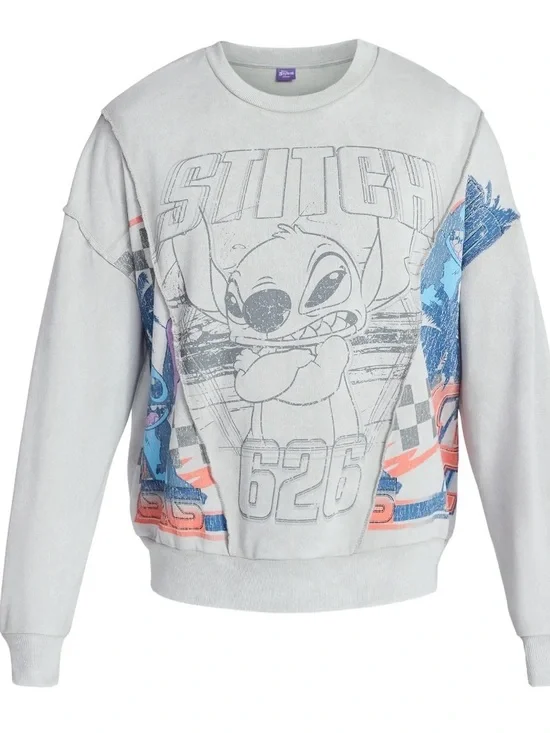 Disney Stitch 626 Crewneck Sweatshirt Gray Graphic Pullover Men’s XS NWT