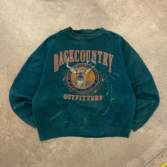 Vintage 90s Backcountry Outfitters Deer Nature Outdoors Hunting Crewneck Size XL