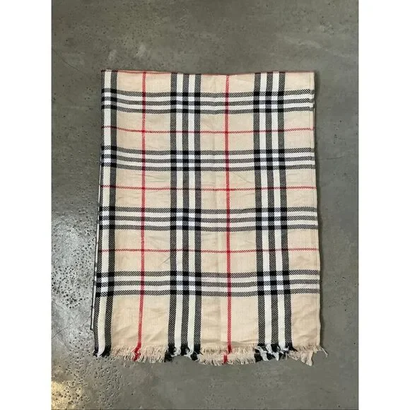Burberry Nova Check Cashmere Tissue Scarf | Tan and Black