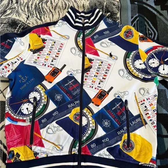 Polo Ralph Lauren Double-Knit Yacht Challenge Nautical Polo Sport Graphic Jacket