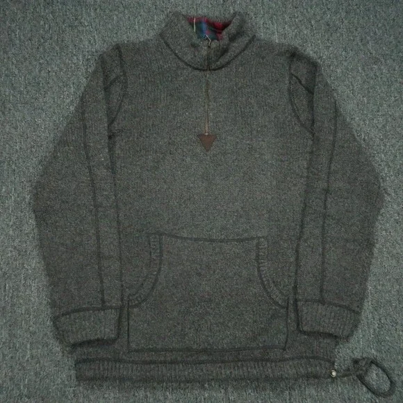 LL Bean Sweater Mens Large‎ Tall Gray Lambs Wool Quarter Zip Pockets Pullover
