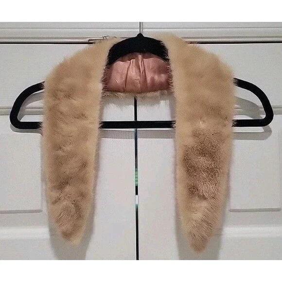 Vintage Blonde Mink Fur Collar Detachable Coat Sweater Wrap Stole Autumn Haze