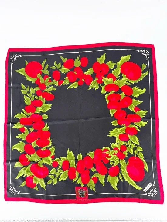 JUNE CRITCHFIELD Vintage 1990 Silk Scarf Heinz Tomato