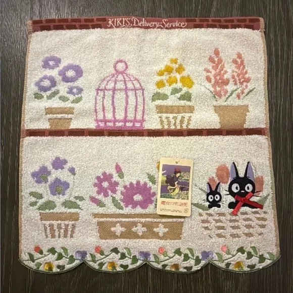 Kiki's Delivery Service Hand Towel Jiji Flower Studio Ghibli Japan US SELLER