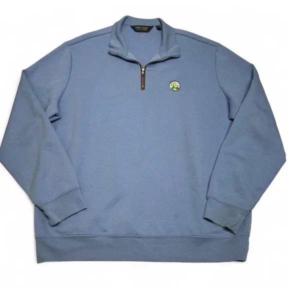 Polo Golf Ralph Lauren Mens XL Blue Quarter Zip Pullover Repellent Sweatshirt